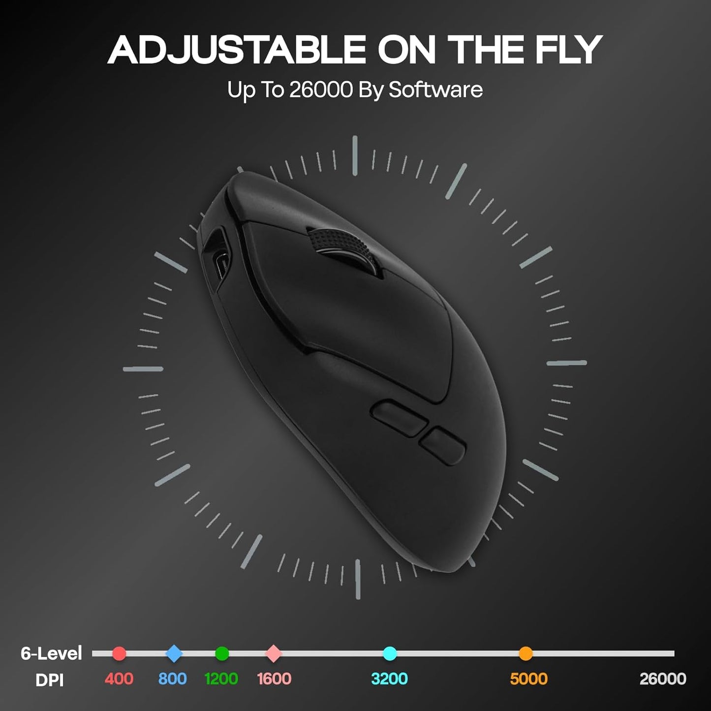 EPOMAKER Aula SC800 Wireless Gaming Mouse, 37g Lightweight, Adjustable 26,000 DPI, 8k Polling Rate, PAW3395, Programmable Buttons, On-Board Memory, 250mAh Battery, PC/MAC/Linux (Black)