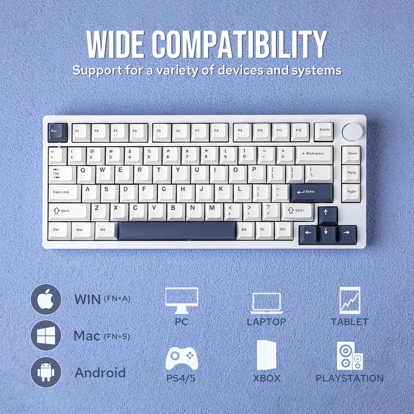 EPOMAKER P75 Wireless Aluminum Gaming Keyboard, Tri-Mode(BT 5.0/2.4GHz/USB-C) Mechanical Keyboard, Hot Swappable, RGB Backlit, NKRO for Office Game