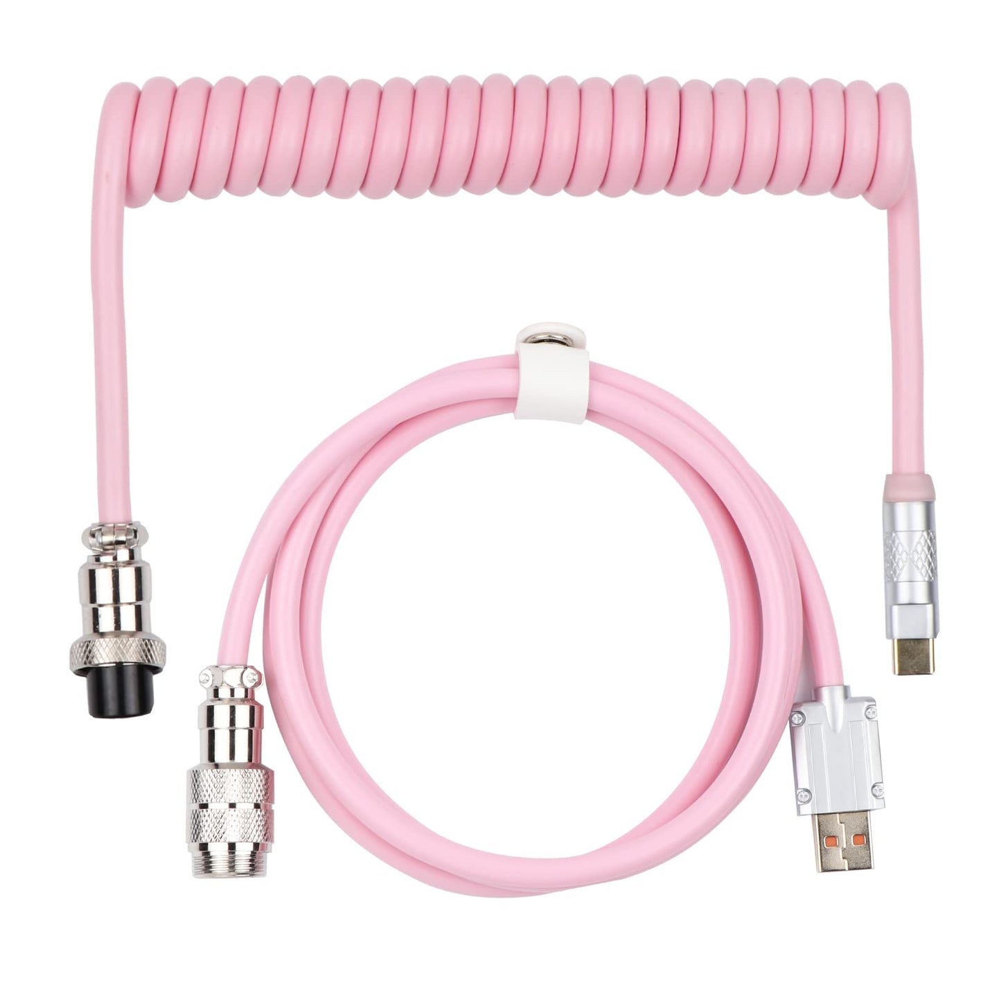 EPOMAKER Mix 1.8m Coiled Keyboard Cable, USB C to USB A TPU Cable for Mechanical Gaming Keyboard, with Detachable Metal Aviator for Custom Keyboard, Black